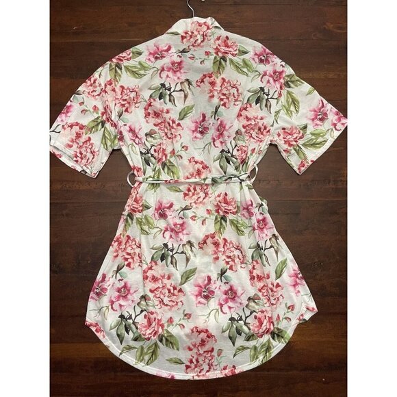Show Me Your Mumu One Size White Pink Floral Belted Robe Garden of Blooms Kimono - Picture 8 of 12